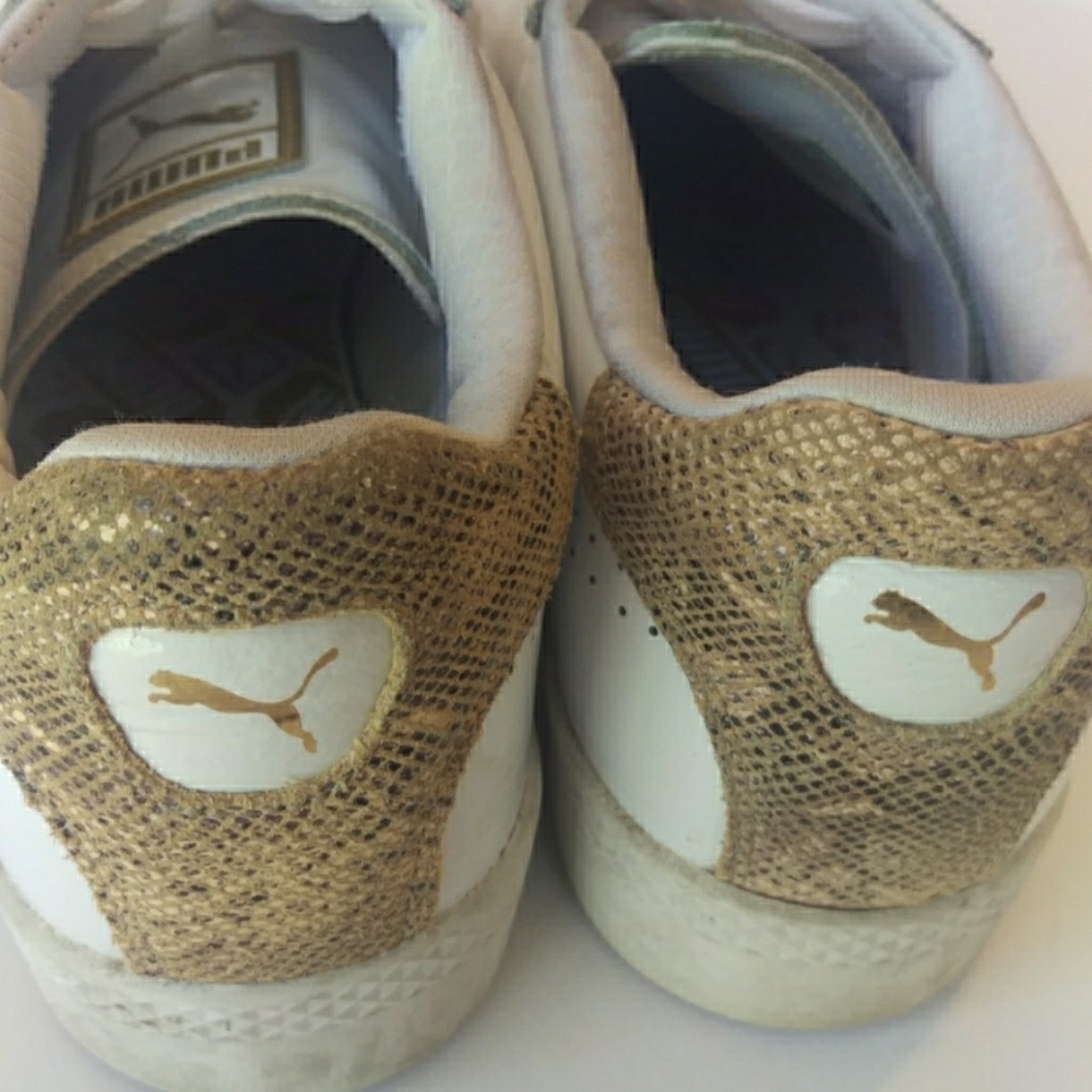 Puma Basic Match White Leather Snakeskin Shoes Goo - image 6